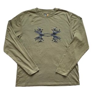 Under Armour Large Olive Green Antler Logo Long Sleeve Tee Shirt Outdoors